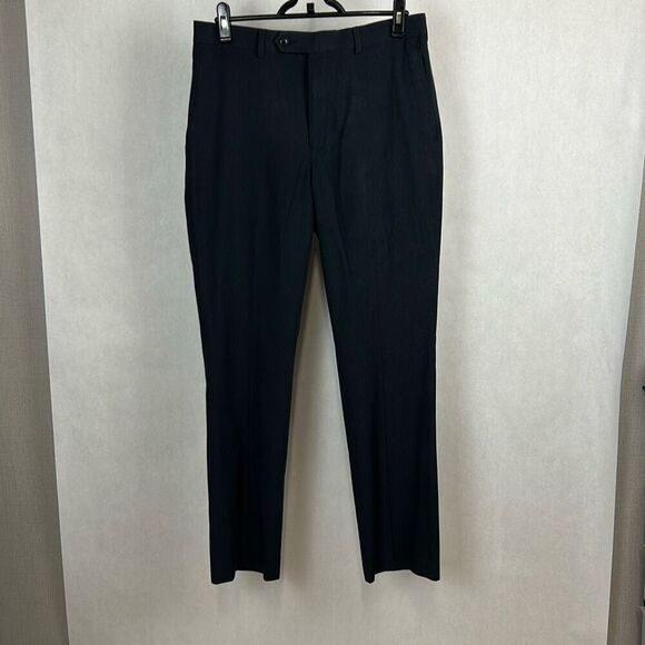 Roundtree & Yorke TravelSmart Mens Pants Slacks Sz 32x32 Charcoal Black Check - Picture 1 of 8